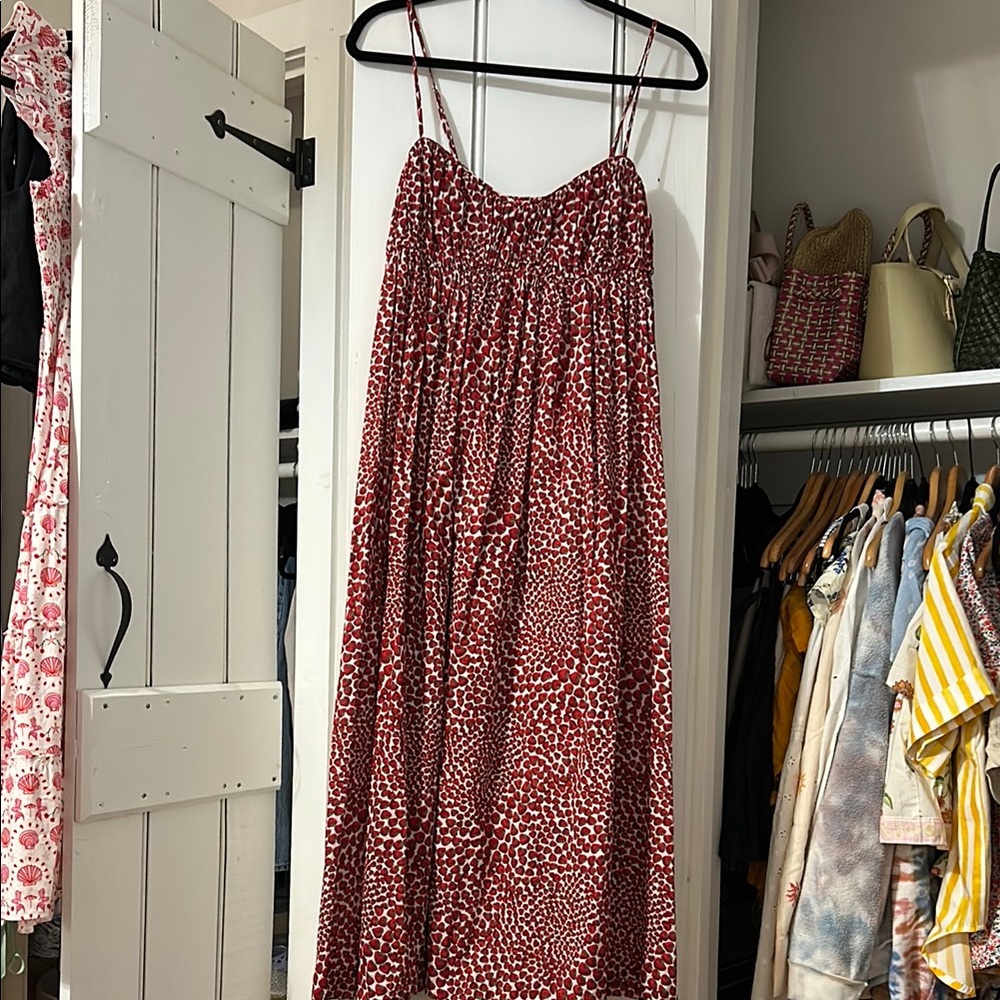 J. Crew Strawberry Red Spaghetti Strap Maxi Dress M